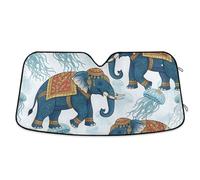 Grckit Windshield Sun Shade for Car Front Window, 57"x31.5" Universal Fit for Sedan SUV Truck, Foldable Accordion Car Sunshade Blocks UV Rays to Keep Vehicle Cool, Indian-inspired Motifs