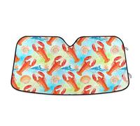 Grckit Windshield Sun Shade for Car Front Window, 57"x31.5" Universal Fit for Sedan SUV Truck, Foldable Accordion Car Sunshade Blocks UV Rays to Keep Vehicle Cool, Lobster Shellfish Summer