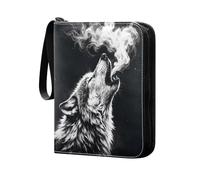 Grckit Wolf Howling Card Binder 4-Pocket, 400 Pockets Trading Cards Holder Games Card Albums Storage Organizer Case for Football, Baseball Cards