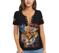 GRDBZZXGO Ladies's Rhodes Wrestler Stars Cody Sexy Printed Shirt Loose and Comfortable Top Casual and Stylish Shirt Multicolor XL