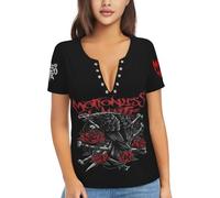 GRDBZZXGO Ladies's White Music Band Motionless Sexy Printed Shirt Loose and Comfortable Top Casual and Stylish Shirt Multicolor XL