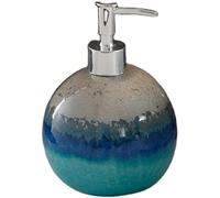GRDDBZA Art Soap Dispenser for Bathroom Kitchen Hotel, Ceramic Soap Dispenser, Blue Gradient Ice Cracked Sphere Ceramic Lotion Bottle Bathroom Refillable Hand Soap Dispenser with Silver Pump