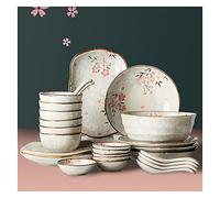 GRDDBZA Dinnerware Set Dinner Party Tableware Service Set 26-piece Ceramic Tableware Set, Japanese-style Hand-painted Cherry Blossom Light Luxury Ceramic Dishes, Dishes and Chopsticks, FPYY2024040817