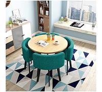 GRDDBZA Office Conference Table Small Meeting Coffee Table Modern Table and Chair Set 1 Table 4 Chairs Balcony Cafe Office Furniture Set Living Room Western Restaurant Negotiate(Color:Dark Green)