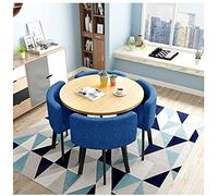 GRDDBZA Office Conference Table Small Meeting Coffee Table Modern Table and Chair Set 1 Table 4 Chairs Balcony Cafe Office Furniture Set Living Room Western Restaurant Negotiate(Color:Blue)