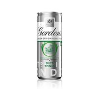 Gordon's London Dry Gin & Diet Tonic | 5% vol | 10 x 250ml Can | Ready to Drink Gin & Tonic Cans | Juniper & Gin Botanicals | Best Served Chilled from the Can or in a Gin Glass