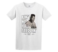 GRDPGC Men's Round Neck T-Shirt Ain't No Half Steppin' Big Daddy 80S Rap Hip Hop Inspired Kane Button Closure White