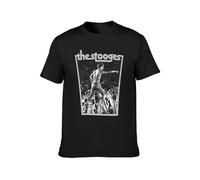 GRDPGC Men's Round Neck T-Shirt Iggy Pop and The Stooges Live Punk Gig Hand wash Recommended Black