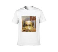 GRDPGC Men's Round Neck T-Shirt NAS Illmatic Hip Hop Graphic Button Closure White