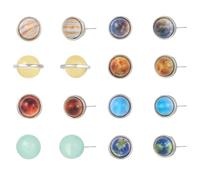 GRDSAW Planet Stud Earrings for Women, Universe Galaxy Solar System Space Jewelry Eight Planets Guardian Star Saturn for Women Gifts, Glass, No Gemstone