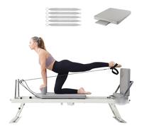 GRDSGRD Foldable Reformer Pilates Machine Compact Pilates Reformer Machine Equipment for Home Gym, Grey