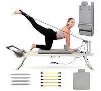 GRDSGRD Pilates Reformer Machine for Home & Equipment, Foldable Pilates Equipment with 5 Resistance Springs for Workouts and Gym,Gray
