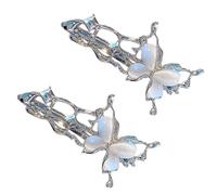 Greabuy 1 Pair Elegant Liquid Cats Eye Stone Butterfly Hair Clip Hollowout Designs Hair Barrette for Women and Teens