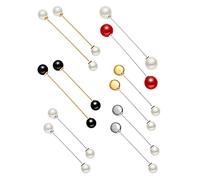 Greabuy 12 Pieces Faux Pearl Brooches Sweater Shawl Clips Wild Clothes Pins Crystal Shawl Clips Women's Clothing