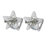 Greabuy 1pc/2pcs Star Hair Clip for Girls Hair Barrettes Lovely Accessories Nonslip Decorative Chain Hair