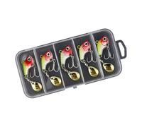 Greabuy 5Pcs Metal Fishing VIB Lures with Strong Treble Hook Rotating Metal Vib Vibrations Baits Spinner Spoon Easy to Use Fishing with Hook