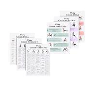 Greabuy 6Pcs Chair Exercises Plan Poster Fitness Training Charts Featuring Targeted Exercises and Minimal Space Requirement Seated Postures Exercise Charts
