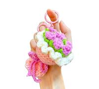 Greabuy Aesthetic Crochet Roses Bouquet Chain for Friend Couples Bag Charms for Handbags