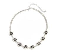 Greabuy Alloy Black Diamonds Necklace Geometric Beads Easy to Clean Tarnish Resistant Suitable for Long Lasting Shines Square Black Diamonds Necklace