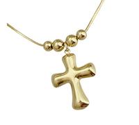 Greabuy Beautiful Gold Coated Crosses Pendant Necklace Sturdy Copper Trendy Double Color Neckchain Accessory Elegant Crosses Pendant