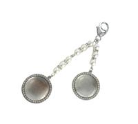 Greabuy Bouquet Photo Locket Pendant 30Mm Blue Rhinestones Charm with 2 Picture Frames Elegant Gift Anniversary Remembrance Gift