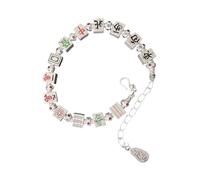 Greabuy Creative Mahjong Theme Design Enameled Wristband Beaded Hand Chain for Various Occasions and Outfits Chinese New Year Present