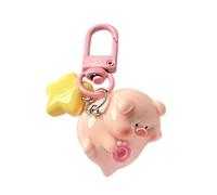 Greabuy Cute Keychains for Women, 3D Pink Pig Keychain Pendant Cute Cartoon Resin Charm Key Rings Hangings Keychain for Girls and Students