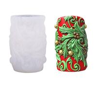 Greabuy Cylinder Silicone Mold Christmas Silicone for Soap Chocolate Holiday Decoration Flower Mold