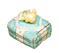 Greabuy Delicate Alloy Enameled Bear Ornament Doubles As a Compact Jewelry Storage Container Compact Display Box Little Bear Box Enameled Ornament