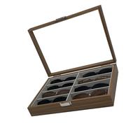 Greabuy Easy Access Wood Sunglasses Holder Including 8 Slots Clear Top Soft Felt Lining for Quick Selection Sunglasses Display Case