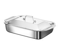 Greabuy Elegant Silver Square Serving Tray Practical Stainless Steel Food Platter Rusts Resistant Dishwasher