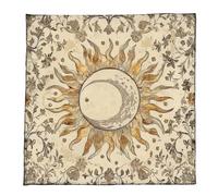 Greabuy Elegant Velvets Tablecloth Portables Divination Mats with Mystical Artwork for Spiritual Meditations and Home Decoration Sun and Tarot Cloth Vintage Divination Cloth