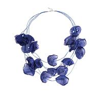 Greabuy Exaggerated Temperament Necklace Multilayer Lace Flower Gauze Art Necklace for Women Fabric Flower Piece