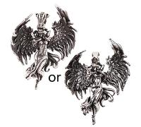 Greabuy Fashion Pappas Evil Necklace Retro Silver Wing Pendant Clavicle Chain Jewelry Couple for Valentines
