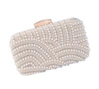 Greabuy Faux Pearls Evening Purse Fashion Embroidery Work Functional Strap Option Shoulder Bag Handbag Wedding Prom Wear Luxury Wedding Purse Bag