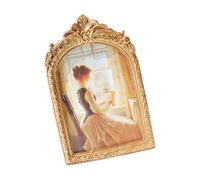 Greabuy Florals Carving Resins Picture Holder Antique Arched Photo Frame Includes Double Display Option Wall Hanging or Tabletop Antique Art Photo Art