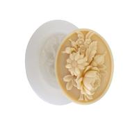 Greabuy Flower Embossed Oval Silicone Molds Baking for Making Soap Chocolate Cake Decoration Embossed Flower Soap Molds