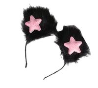 Greabuy Furry Plush Star Bear Ear Hairband for Women Girl Anime Theme Hairband for Daily Wear Parties Music Festival
