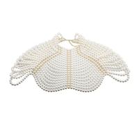Greabuy Handmade Beaded Shoulder Chain Necklace Imitation Pearls Shawl Multi Layer Tassels Statement Fashion Jewelry
