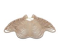 Greabuy Handmade Beaded Shoulder Chain Necklace Imitation Pearls Shawl Multi Layer Tassels Statement Fashion Jewelry