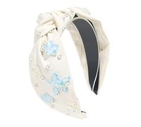 Greabuy Holiday Sea Beach Shell Faux Pearls Knot Hairband Wide Headbands Girls Hairpiece Fashion Hair Accessories