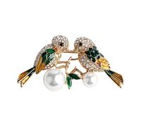 Greabuy Lovely Bird Butterfly Bees Brooch for Women Pearl Rhinestone Lapel Pins Trendy Animal Jewelry Coat Pin