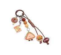 Greabuy Lovely Hamburger Cookie Keychain Bag Charm Innovation Food Toy Addition for Pack Purse Present Birthday Present Keyholder Toy
