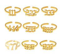 Greabuy Lucky 111 222 333 444 555 666 777 888 Rings for Women Lucky Number Adjustable