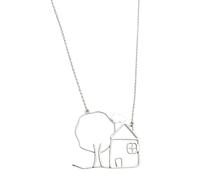 Greabuy Openwork House Scene Pendant Necklace with a Slender | Openwork House Scene, Tree and Cloud, Fine Chain Presentation, Clean Pendant-Led Decorative Profile
