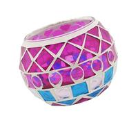 Greabuy Safe Stable Base Glass Candlestick with Colorful Pattern Perfect for Family Homes Including Kids and Pet Glass Candleholder