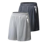 Greabuy Set of 2pcs Running Shorts Quick Dry Fabric Cooling Short Trousers for Workouts Tennis Gym Training Activewear Quick Dry Running Gym Shorts Sweat Training Bottoms