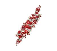 Greabuy Sewing on Lace Flower Embroidered Patches Rhinestones Embellished Appliques for Garment Dress Jeans Decoration Rhinestones Appliques