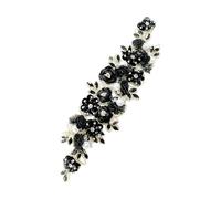 Greabuy Sewing on Lace Flower Embroidered Patches Rhinestones Embellished Appliques for Garment Dress Jeans Decoration Rhinestones Appliques