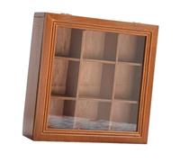 Greabuy Stylish Wooden Desktop Holder with Multiple Spaces 9 Compartment Storage Box for Jewelry Cosmetics and Stationery Elegant Wood Makeup Stylish Wooden Desktop